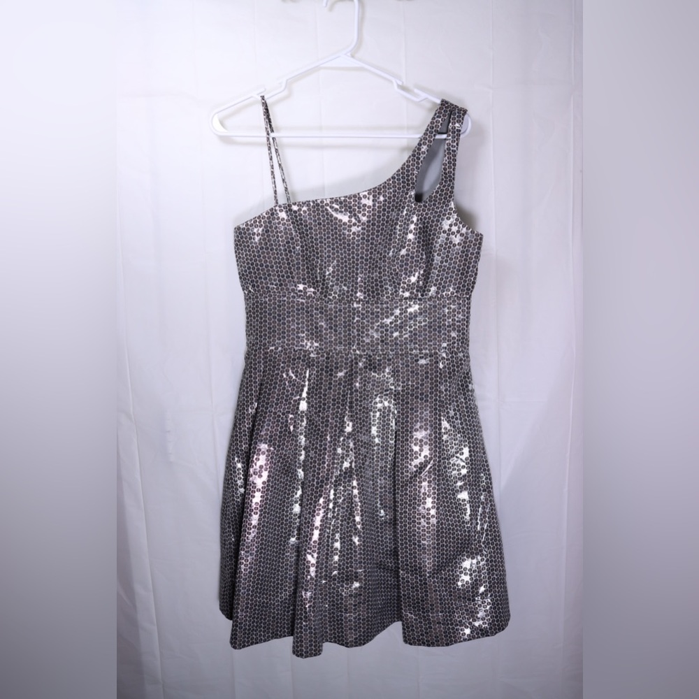 Teeze Me Size 9 Platinum Printed Cocktail Dress
